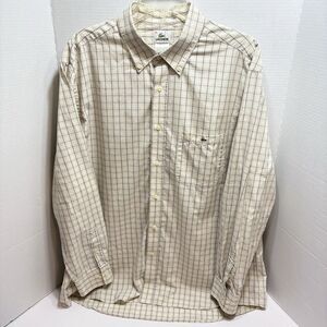 Lacoste Men’s 45 Casual Plaid Button Down Long Sleeve Shirt Pocket Logo